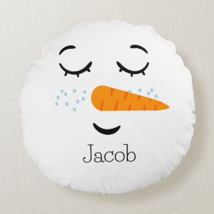 Dreaming Frosty the Snowman Round Cushion