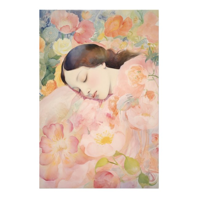 Dreaming in Bloom – Watercolor Sleeping Woman Photo Print (Front)