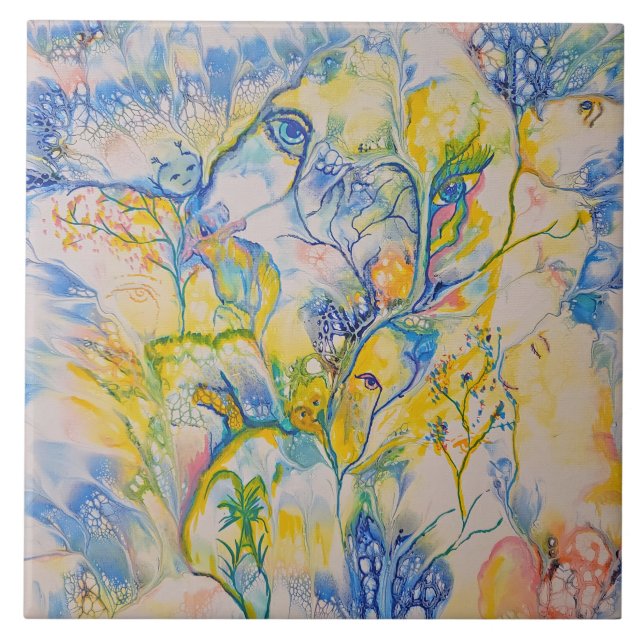 Dreaming in Colour abstract Ceramic Tile (Front)
