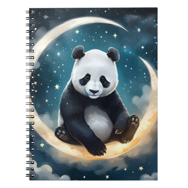 Dreaming in Moonlight: Panda's Celestial Serenade Notebook (Front)