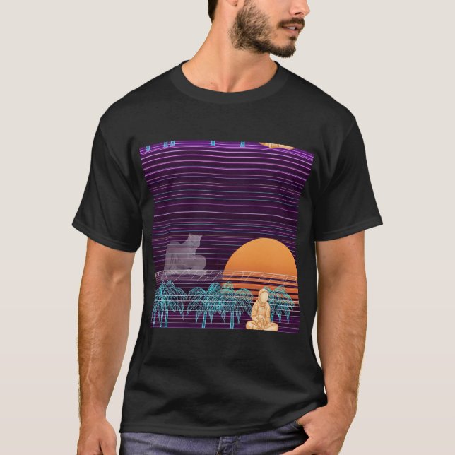 Dreaming in Neon: Cat and Astronaut T-Shirt (Front)