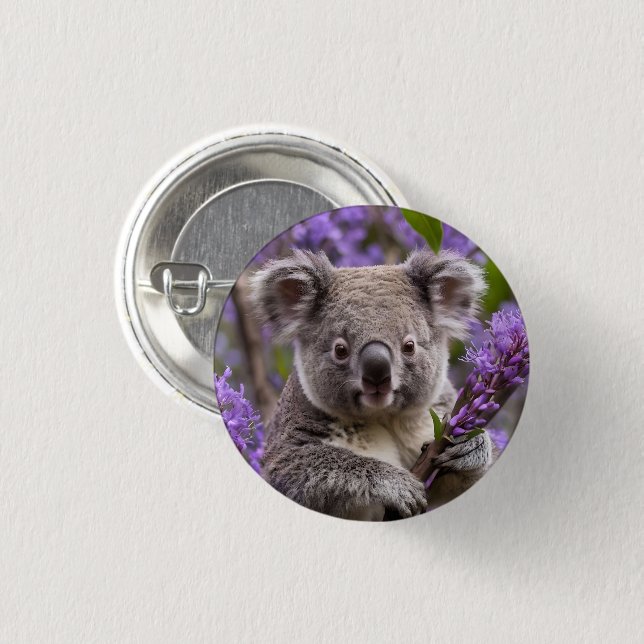 "Dreaming in Purple: A Koala in a Jacaranda Tree 3 Cm Round Badge (Front & Back)