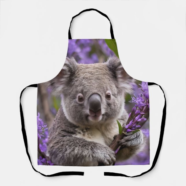 "Dreaming in Purple: A Koala in a Jacaranda Tree Apron (Front)