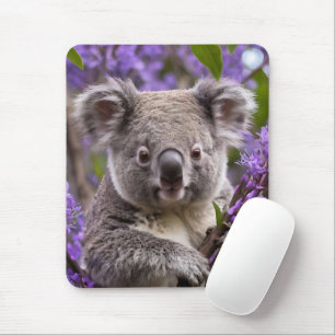 "Dreaming in Purple: A Koala in a Jacaranda Tree Mouse Pad