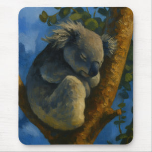 Dreaming in the Eucalyptus – Sleeping Koala Art Mouse Pad