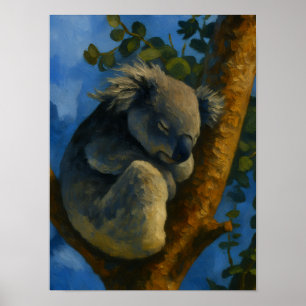 Dreaming in the Eucalyptus – Sleeping Koala Art Poster