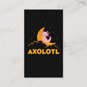 Dreaming Kawaii Axolotl Moon Cute Animal Business Card