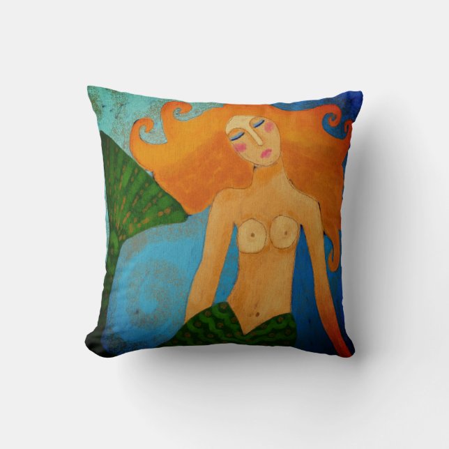 Dreaming Mermaid Abstract Art Cushion (Front)
