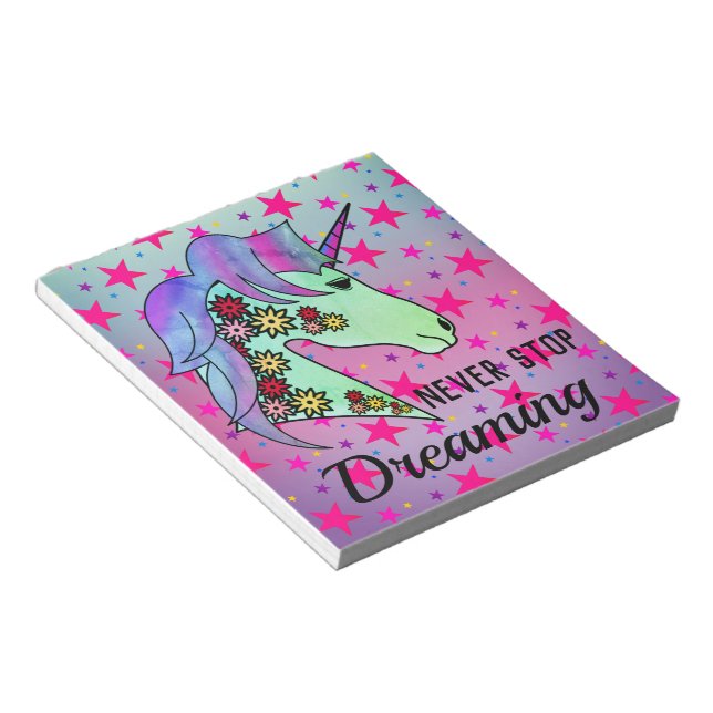 Dreaming Motivation Unicorn Happy Calm Notepad (Angled)