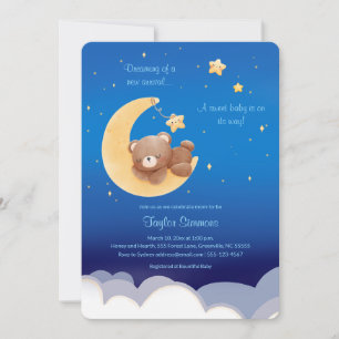 Dreaming New Arrival Teddy Bear Moon Invitation
