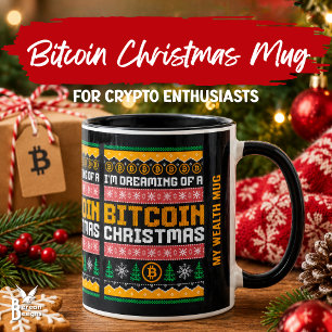 DREAMING OF A BITCOIN CHRISTMAS Faux Knit Pattern Mug