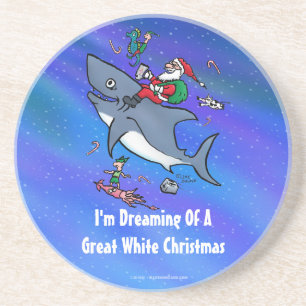 Dreaming Of A Great White Shark Christmas Coaster