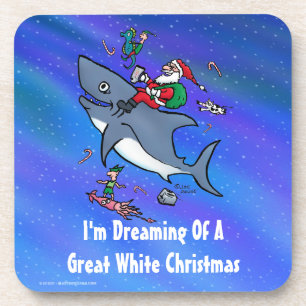 Dreaming Of A Great White Shark Christmas Coaster