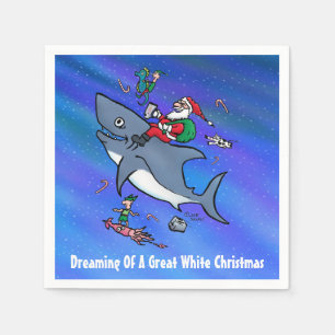 Dreaming Of A Great White Shark Christmas Custom Napkin