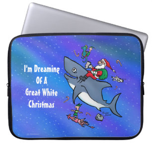 Dreaming Of A Great White Shark Christmas Laptop Sleeve