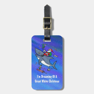 Dreaming Of A Great White Shark Christmas Luggage Tag