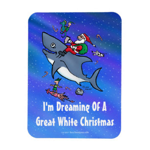 Dreaming Of A Great White Shark Christmas Magnet
