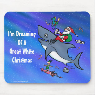 Dreaming Of A Great White Shark Christmas Mouse Pad