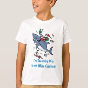 Dreaming Of A Great White Shark Christmas T-Shirt