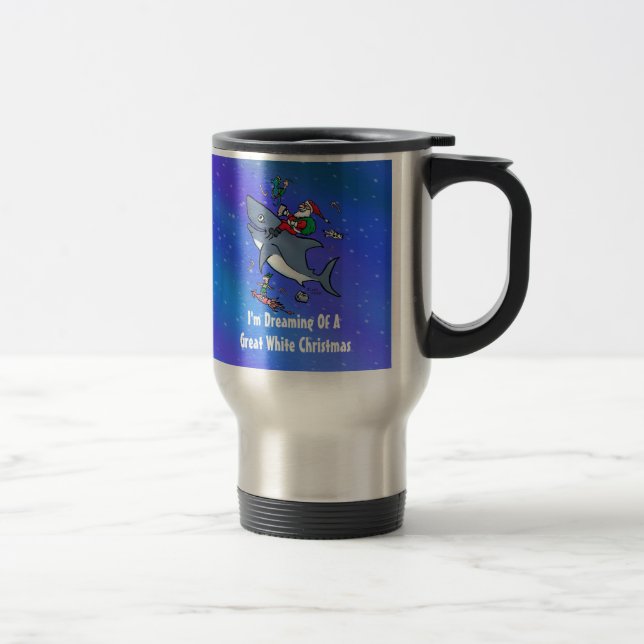 Dreaming Of A Great White Shark Christmas Travel Mug (Right)