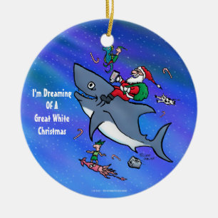 Dreaming Of A Great White Shark Funny Christmas Ceramic Tree Decoration