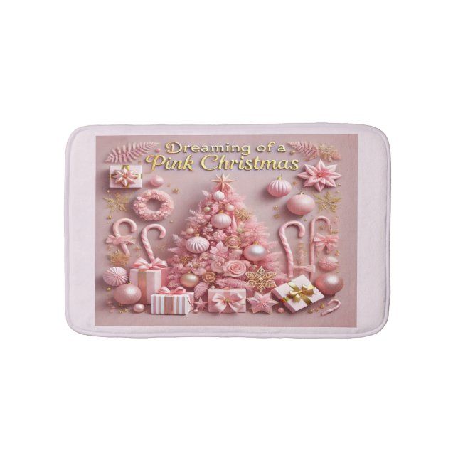Dreaming of a Pink Christmas Bath Mat (Front)