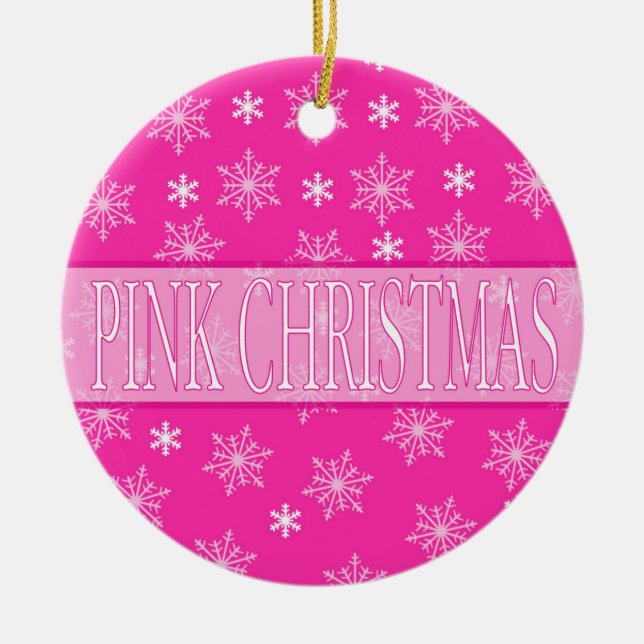 Dreaming of a Pink Christmas Ceramic Tree Decoration (Front)