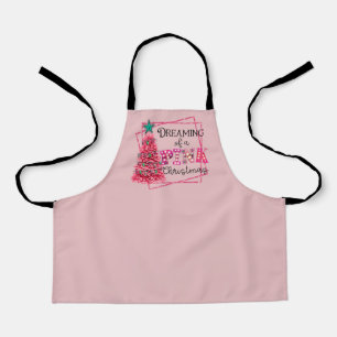 Dreaming Of A Pink Christmas Marquee Lights Apron