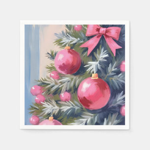 Dreaming of a Pink Christmas   Merry Watercolor Napkin