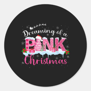 Dreaming Of A Pink Christmas Tree Cakes Santa Hat Classic Round Sticker