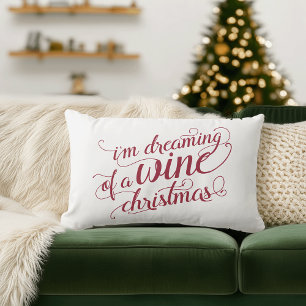Dreaming of a Wine Christmas Holiday Decor Lumbar Cushion