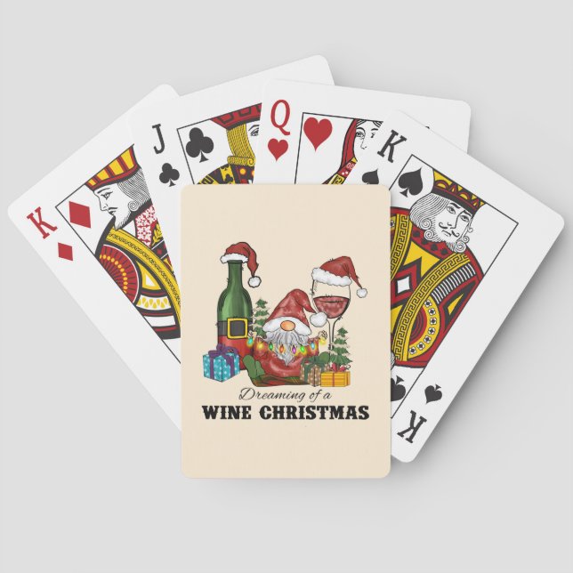 Dreaming of A Wine Christmas Playing Cards (Back)