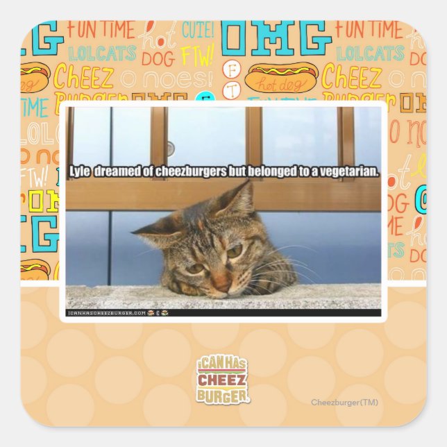 Dreaming of Cheesburgers Square Sticker (Front)