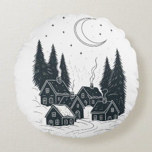 Dreaming of Christmas Night – Double-Sided Winter  Round Cushion