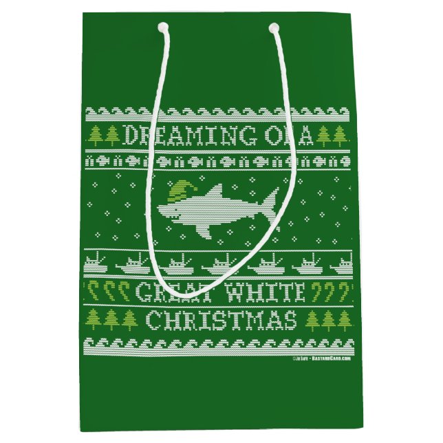 Dreaming of Great White Christmas Knitted Look Medium Gift Bag (Front)