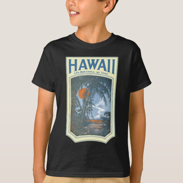 Dreaming of Hawaii Kid's dark short sleeve T-Shirt (Front)