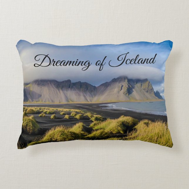 Dreaming of Iceland pillow black sand beach travel (Front)