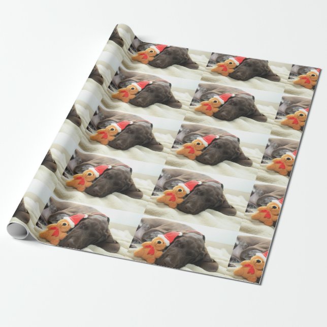 Dreaming of Santa - German Shorthair Puppy Wrapping Paper (Unrolled)