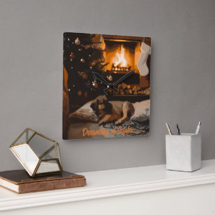Dreaming of Santa Square Wall Clock