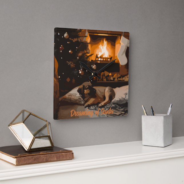 Dreaming of Santa Square Wall Clock (Office)