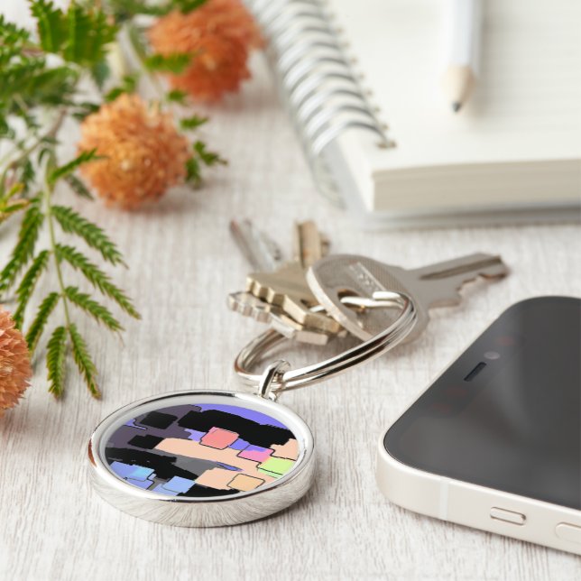 "Dreaming of Sky" Geometric Art Key Ring (Side)