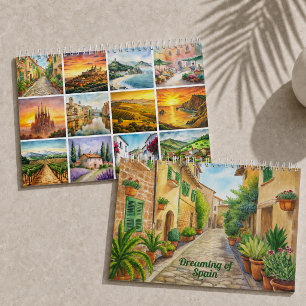 Dreaming of Spain 2026 Watercolor Travel Art Calendar
