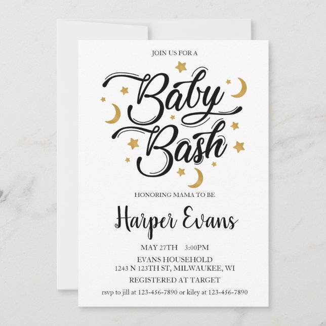 Dreaming of Stars & Moons Invitation (Front)