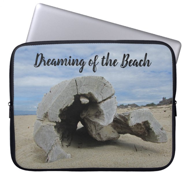 Dreaming of the Beach Driftwood Photo West Coast Laptop Sleeve (Front)