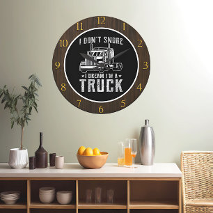 Dreaming of Trucks Humorous  Large Clock
