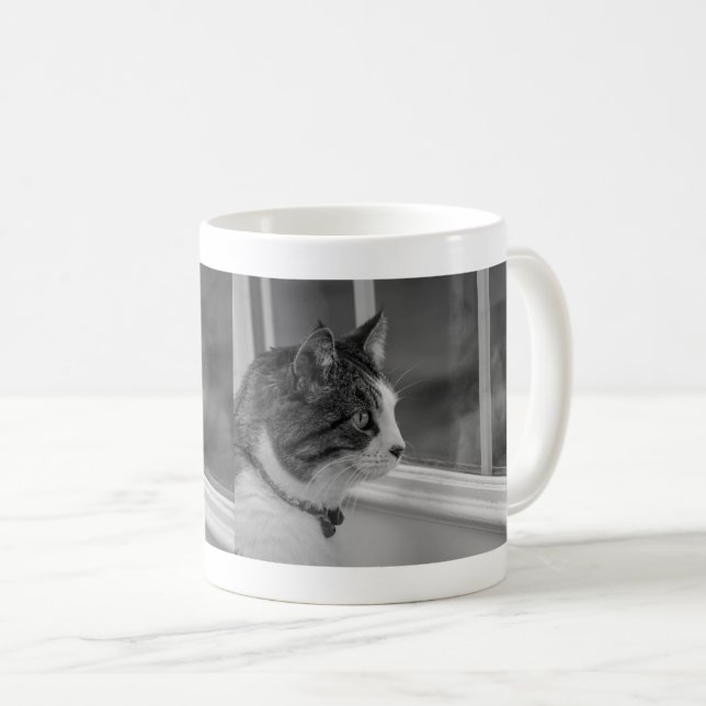 Dreaming Of Warmer Weather Grayscale Coffee Mug (Front Right)