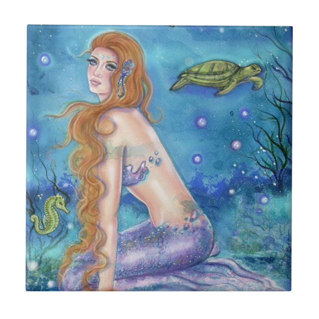 Dreaming on aquamarine tides by Renee Lavoie Tile (Front)