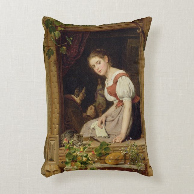 Dreaming on the windowsill decorative cushion (Front(Vertical))