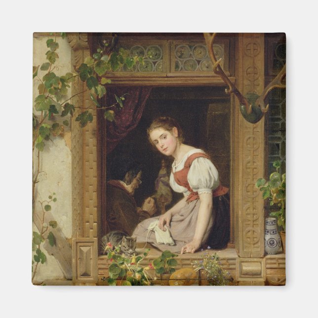 Dreaming on the windowsill magnet (Front)