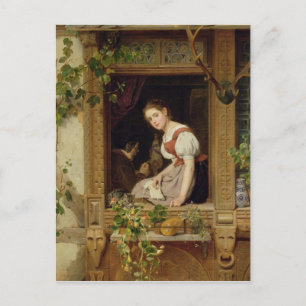 Dreaming on the windowsill postcard